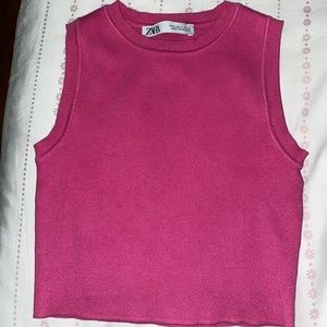 Zara knit pink cropped tank top
